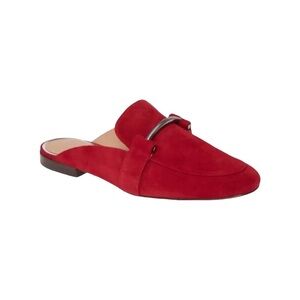 Linea Paolo  Red Slip On Suede Loafer With Hardware Crosses The Vamp Size 9.5 M